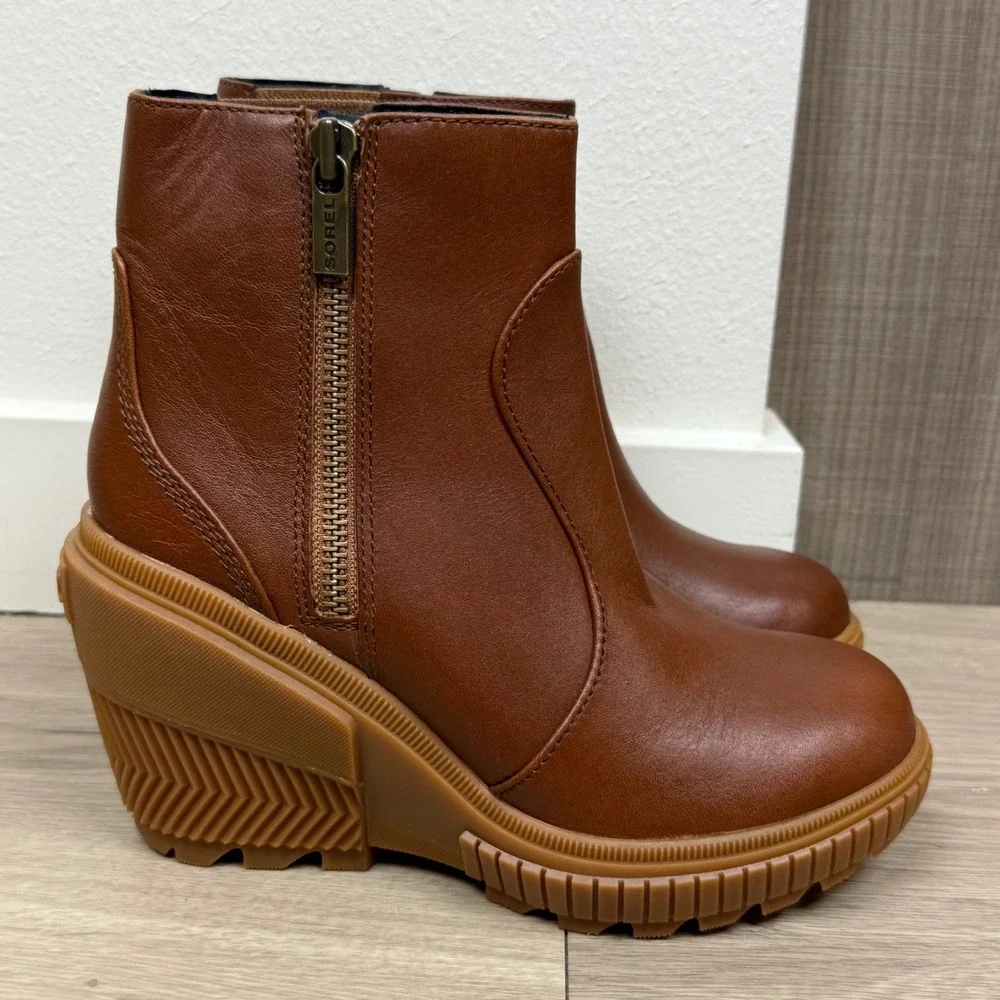 NWOB Sorel Brown‎ Ona Ave Zip Wedge Ankle Bootie